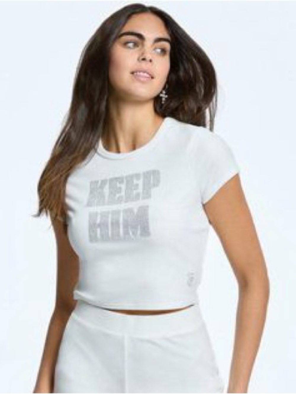 Juicy Couture Bridal 'Keep Him' White Tee with Rhinestone Logo